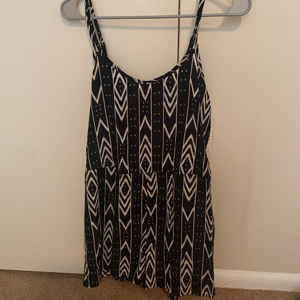 Black and white patterned romper